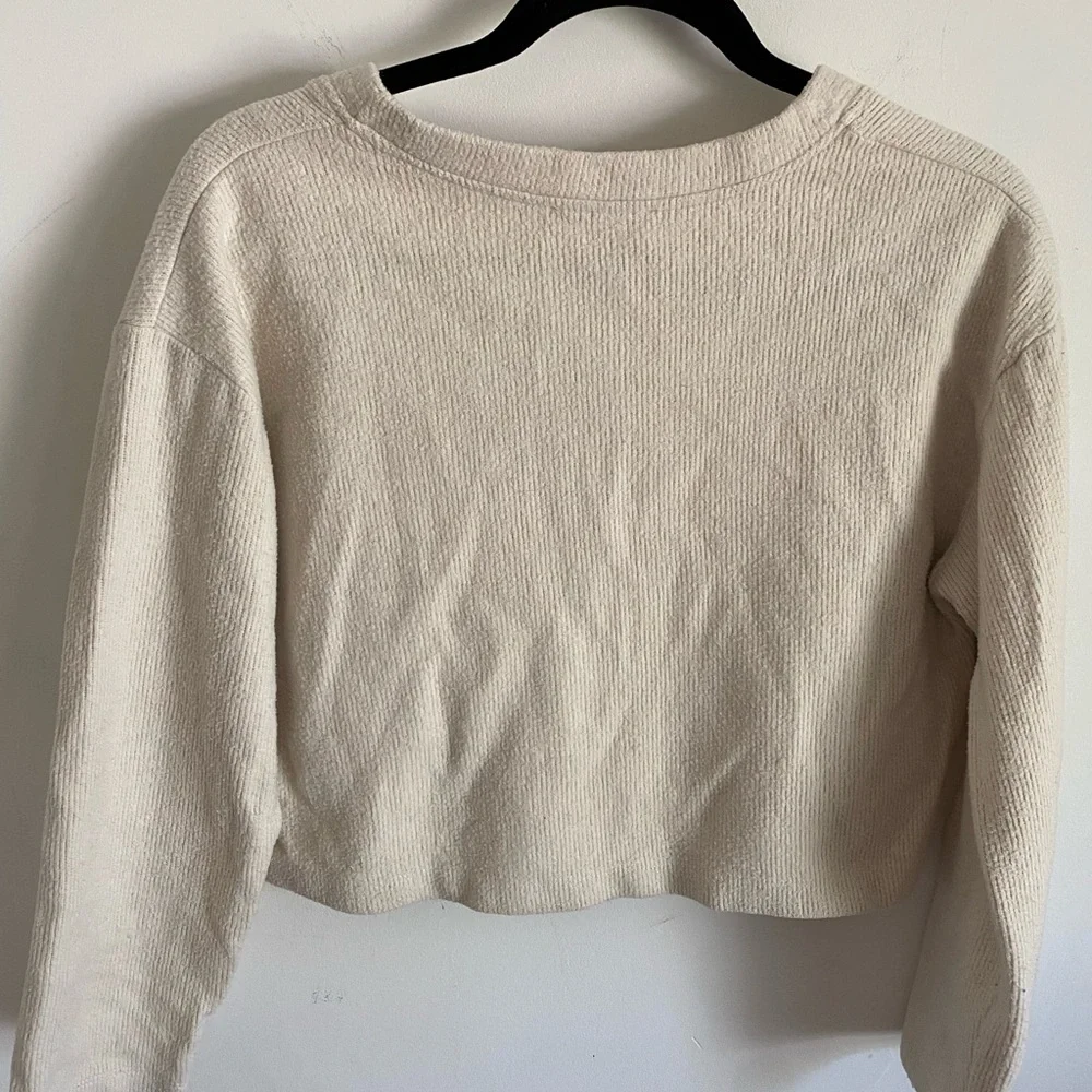 Zara Beige‎ Button-Up Cropped Cardigan Sweater - Picture 5 of 5